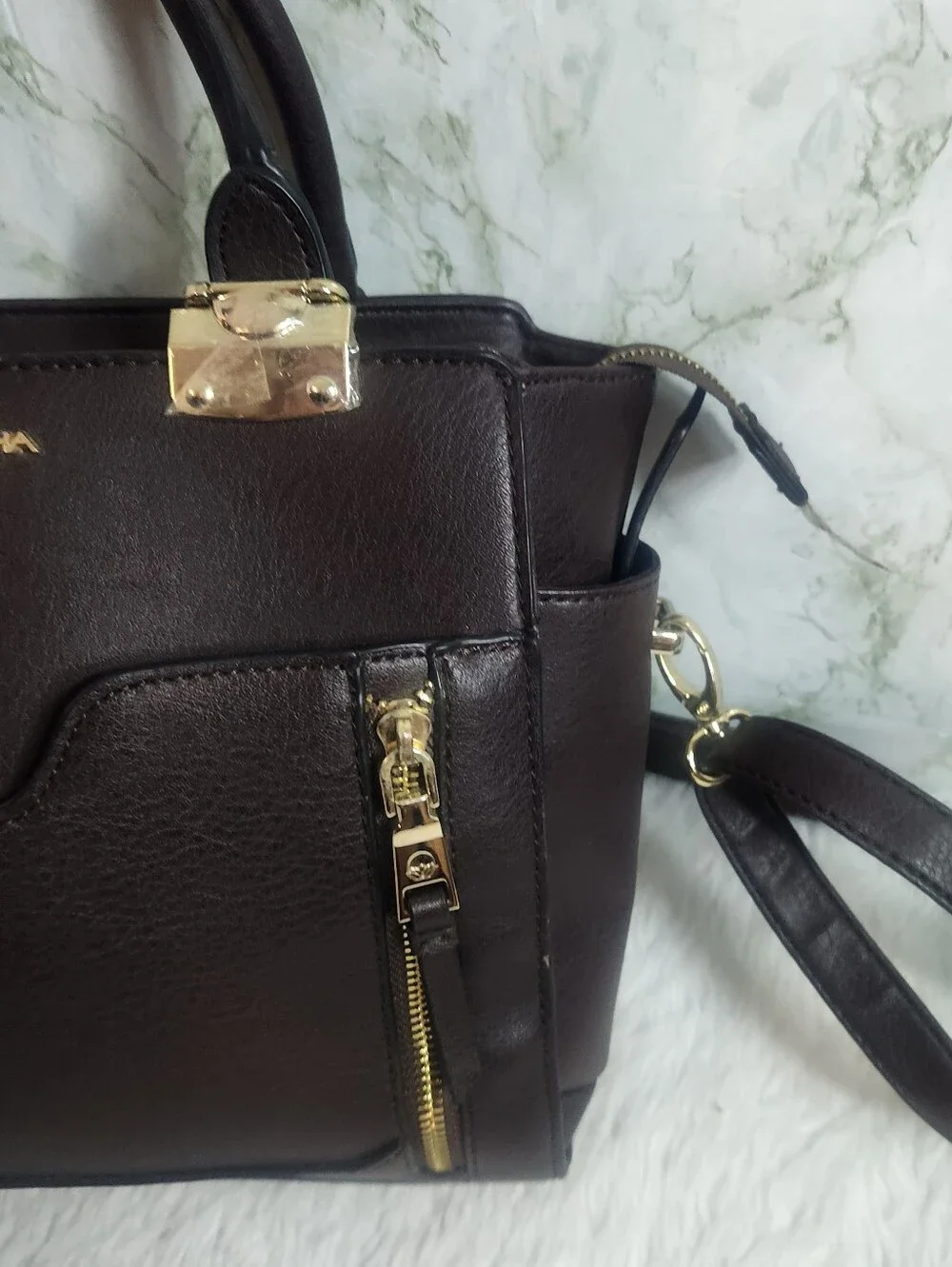 BIG BUDDHA Brown Vegan Leather Handbag/Crossbody